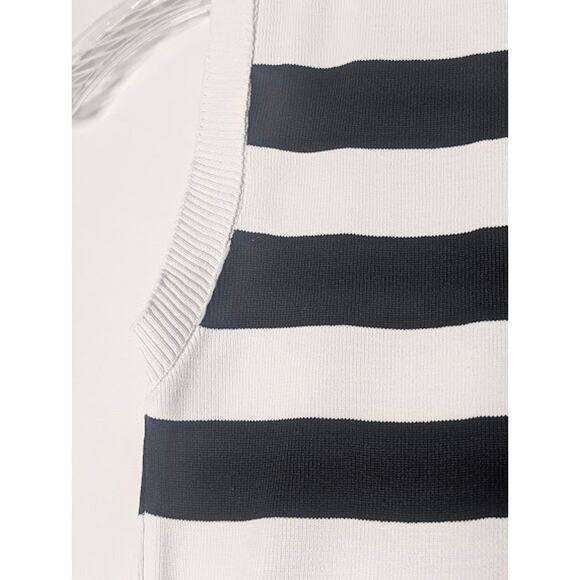 Cropped black white striped sleeveless sweater tank top vest size XS Y2KStyle - Picture 2 of 5